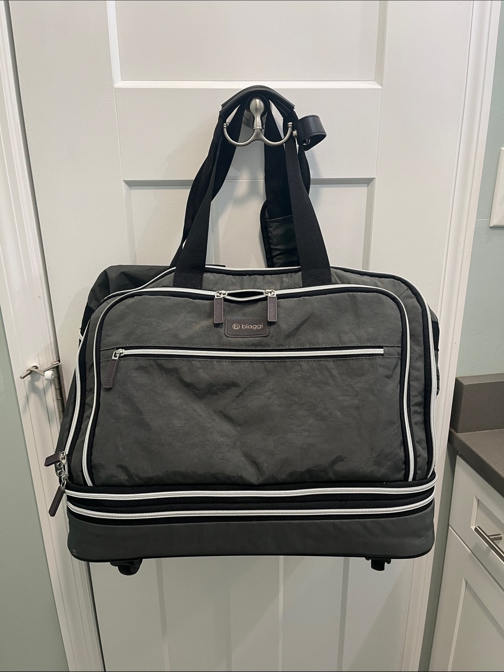 Biaggi Black Rolling Travel Duffel Bag